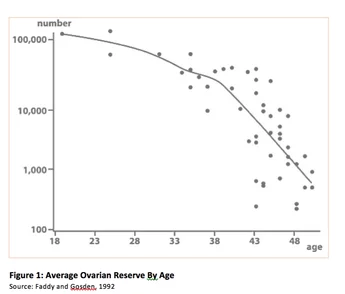 Average ovarian reserve of a woman by age 